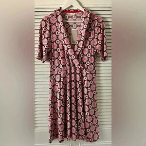 Boden Women’s Jersey Faux Wrap Dress 60’s Floral Print NWT SZ 10